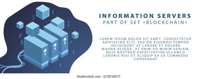 Part of the blockchain set. Cryptography and decentralization. Vector illustration in blue colors. Template for banner or website.