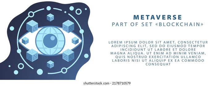 Part of the blockchain set. Cryptography and decentralization. Vector illustration in blue colors. Template for banner or website.
