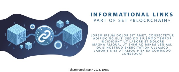 Part of the blockchain set. Cryptography and decentralization. Vector illustration in blue colors. Template for banner or website.