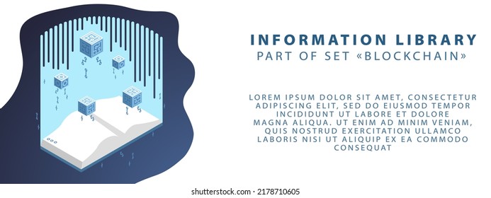 Part of the blockchain set. Cryptography and decentralization. Vector illustration in blue colors. Template for banner or website.