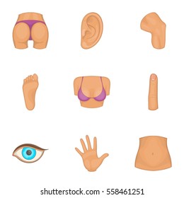 Part of body icons set. Cartoon illustration of 9 part of body vector icons for web