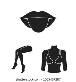 Part of the body, limb black icons in set collection for design. Human anatomy vector symbol stock web illustration.
