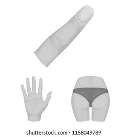 Part of the body, limb monochrome icons in set collection for design. Human anatomy vector symbol stock web illustration.