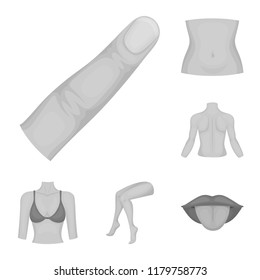Part of the body, limb monochrome icons in set collection for design. Human anatomy vector symbol stock web illustration.