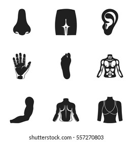 Part of body set icons in black style. Big collection of part of body vector symbol stock illustration