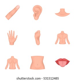 Part of body set icons in cartoon style. Big collection of part of body vector symbol stock illustration