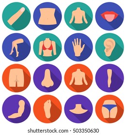 Part of body set icons in flat style. Big collection part of body vector symbol stock illustration