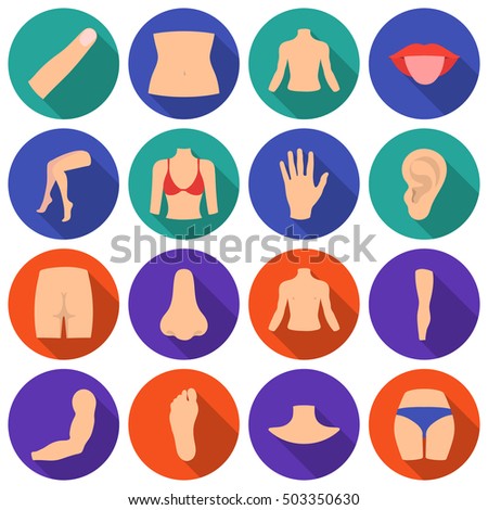 Part of body set icons in flat style. Big collection part of body vector symbol stock illustration