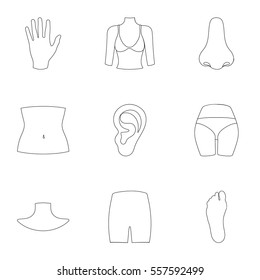 Part of body set icons in outline style. Big collection of part of body vector symbol stock illustration