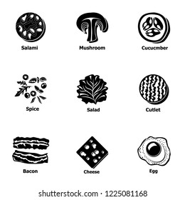 Part breakfast icons set. Simple set of 9 part breakfast vector icons for web isolated on white background