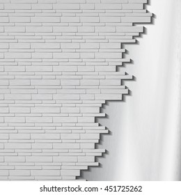 Part of the broken wall with space for text. Vector illustration.