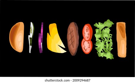 Parte del vector de hamburguesa Ilustración