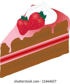Part of cake with strawberries - vector