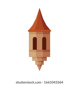 Part of Castle Tower, Medieval Ancient Fortress Element Vector Illustration