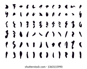 Part of Chinese calligraphy strokes. Black brush strokes. Vector illustration. Isolated on white background.