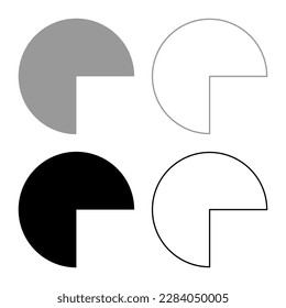 Part circle 34 three four set icon grey black color vector illustration image solid fill outline contour line thin flat style