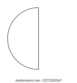 part of a circle shape with a black outline color on a white background