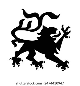 Part Coat of arms of Schleswig Holstein province in Germany vector silhouette illustration isolated. National symbol COA. Heraldic lion animal. Present nobility. Heraldry of Deutschland territory.