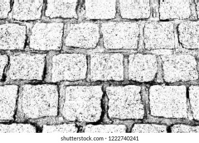 Part of cobblestone pavement. Monochrome vector halftone background