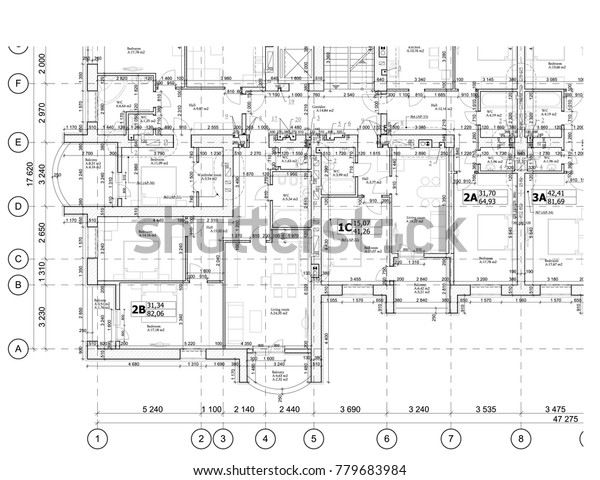 詳細な建築プラン 平面図 レイアウト 設計図の一部 ベクターイラスト のベクター画像素材 ロイヤリティフリー