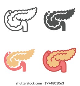 Part of digestive system, large gland in stomach for medical info graphics. Human internal organ, inner body part. Outline. Pancreas icon. Vector illustration. Design on white background. EPS10