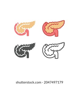 Part of digestive system, large gland in stomach for medical info graphics. Human internal organ, inner body part. Outline. Pancreas icon. Vector illustration. Design on white background. EPS10