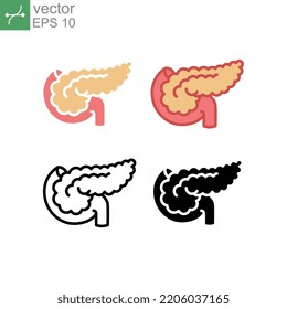 Part of digestive system, large gland in stomach for medical info graphics. Human internal organ, inner body part. Outline. Pancreas icon. Vector illustration. Design on white background. EPS10