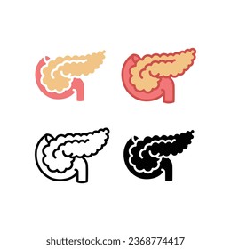 Part of digestive system, large gland in stomach for medical info graphics. Human internal organ, inner body part. Outline. Pancreas icon. Vector illustration. Design on white background. EPS10