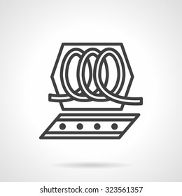 Part of equipment for chocolate or candies processing. Black simple line vector icon. Food processing machinery. Elements of web design for business.