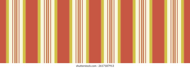 Part fabric vertical seamless, tie lines vector pattern. Panjabi background stripe textile texture in red and beige colors palette.