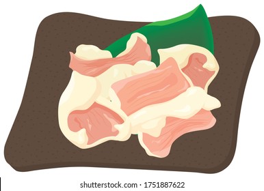 Teil des gegrillten Fleisches "Simacho". Großer Darm einer Kuh.