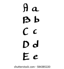 Part of a hand written vector alphabet. Letters A, B, C, D, E