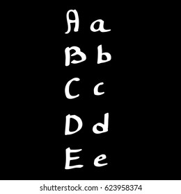 Part of a hand written vector alphabet. Letters A, B, C, D, E