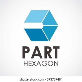 Part hexagon of piece rectangle abstract vector and logo design or template puzzle business icon of company identity symbol concept