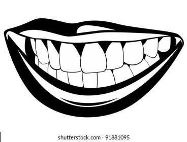 Part of the human face. Black and white illustration.