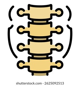 Part of human spine icon. Outline part of human spine vector icon color flat isolated
