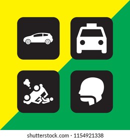 part icon. 4 part set with car and mouth vector icons for web and mobile app
