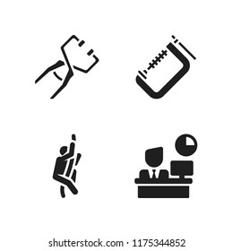 part icon. 4 part vector icons set. rope, full time job and clamp icons for web and design about part theme