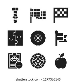 part icon. 9 part vector icons set. apple, puzzle and car repair icons for web and design about part theme