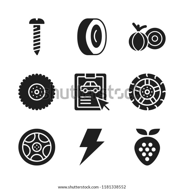 part icon. 9 part\
vector icons set. screw, strawberry and onion icons for web and\
design about part theme