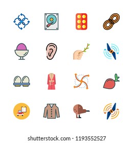 part icon set. vector set about ear, kiwi, propeller and hard disk icons set.