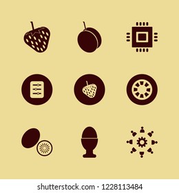 part icon. part vector icons set work group gear, strawberry, cpu and kiwi
