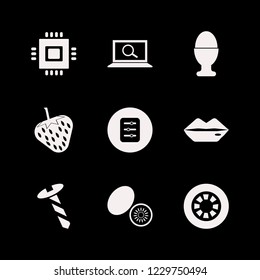 part icon. part vector icons set lips, screw, kiwi and wheel