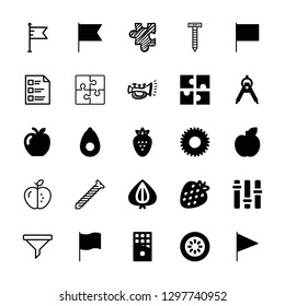part icons set with apple, filter and strawberry vector set