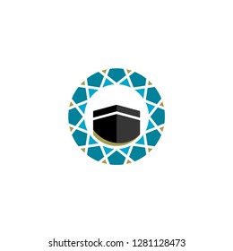 Part of islamic texture with the KA'ABA, Vector logo 