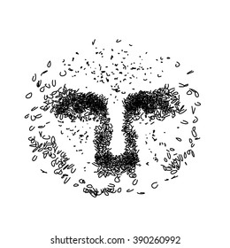 A part of man's face with eyes and nose line art vector sketch