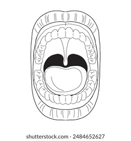 part of mouth hand drawn vector illustration