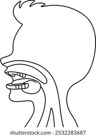 part of the mouth line vector illustration isolated on with background