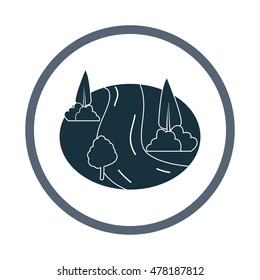 A part of nature with river and trees icon