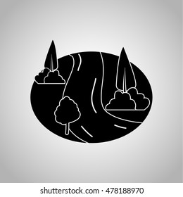 A part of nature with river and trees icon on the background